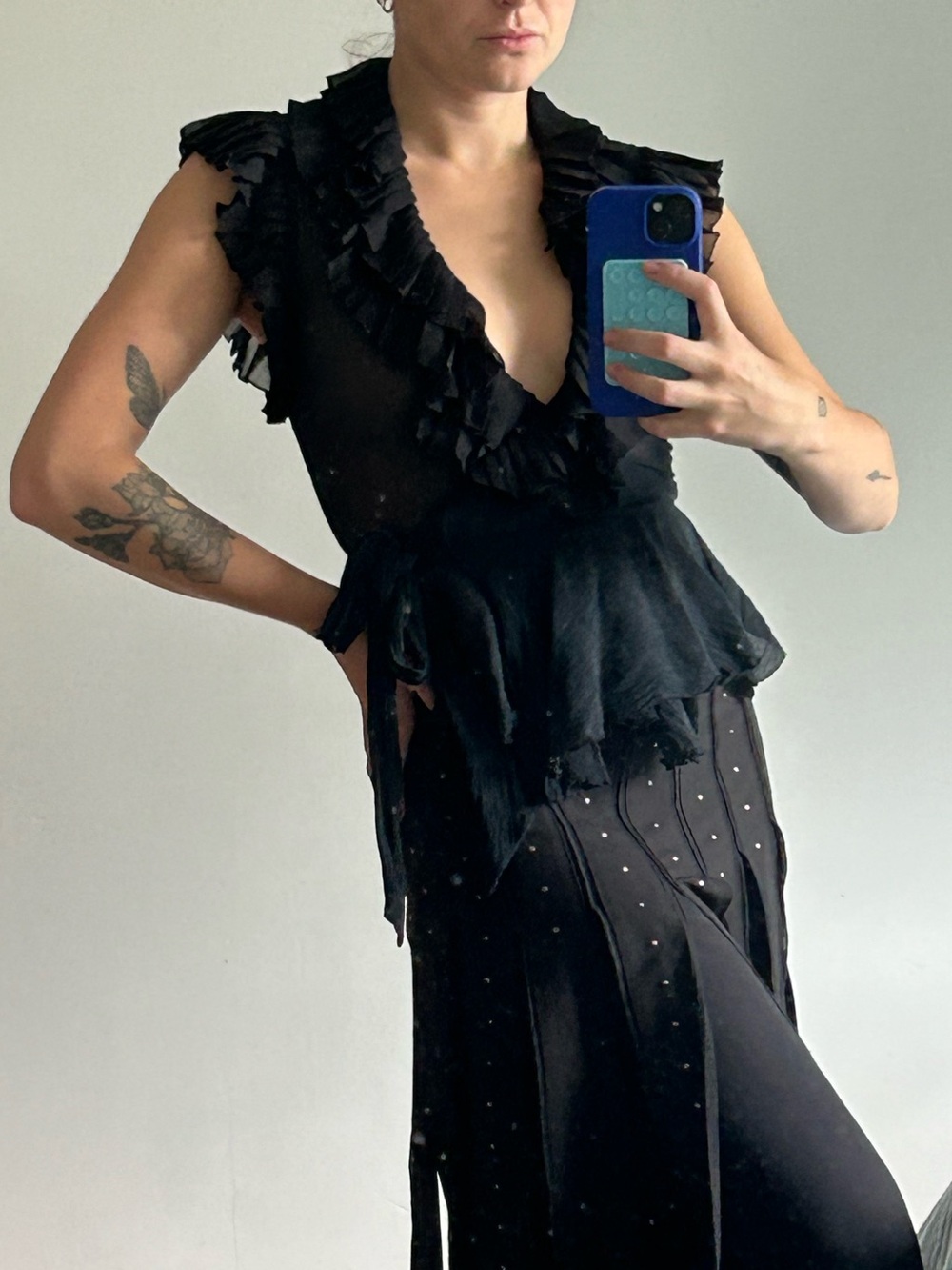 Silk Sheer Wrap Top Small